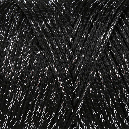 Loren Soft Star Makrome İpi Gümüş Simli Siyah RM10