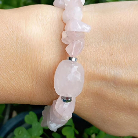 2456 Pembe Kuvars el yapımı bileklik