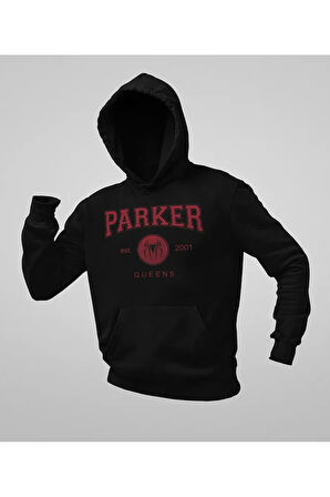 Parker Queens 2001 Baskılı Unisex Oversize Örümcek Adam Hoodie