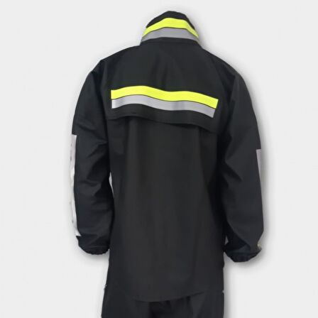 BAZEL YAĞMURLUK TAKIM KURYE PAKETÇİ SİYAH SARI ÇİZGİLİ 2X-LARGE