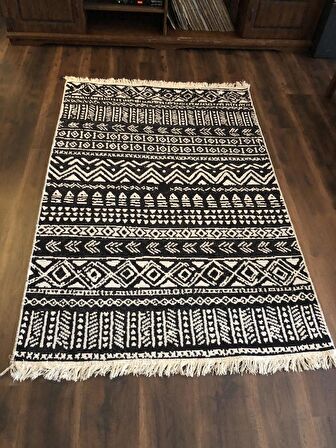 Homiano Yıkanabilir Çift Taraflı Dokuma Kilim Bahar 03 Siyah 160*230