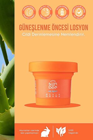 SunBae Sun Moist Bronzlaştıran Nemlendirici Vücut Losyonu 100mlx2 Aloe Vera Shea Yağ Kakao Havuç Calendula