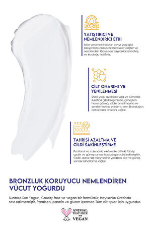 SunBae Sun Yogurt Bronzluk Koruyucu Nemlendiren Vücut Yoğurdu 100mlx2 Aloe Vera Pantenol Calendula Centella