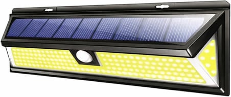 Solar 180 LED Güneş Enerjili Duvar Lambası, Kumandalı, Hareket Sensörlü, IP65 Su Geçirmez, 3 Modlu, Dış Mekan Bahçe &amp; Garaj Aydınlatması