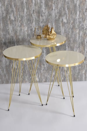 Zigon Sehpa Ve Orta Sehpa Kr Set Gold  Tel