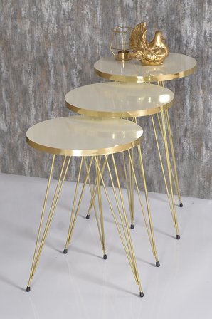 Zigon Sehpa Ve Orta Sehpa Kr Set Gold  Tel