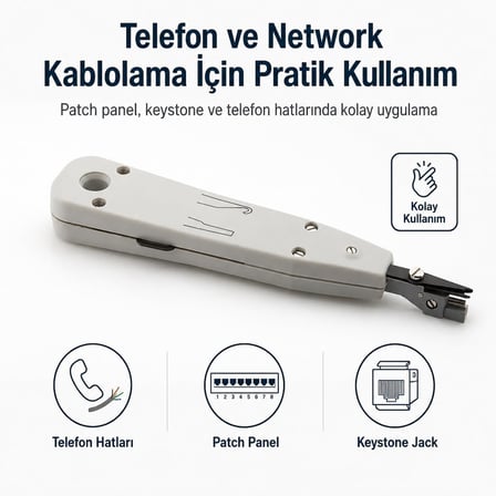 PrimeX PX-4131A Kep Kep Telefon Krone Pense, LSA IDC Kablo Çakma Aparatı, Telefon ve Network Kablo Bağlantı Pensesi, Patch Panel, Keystone Jack, Krone Modül Aleti