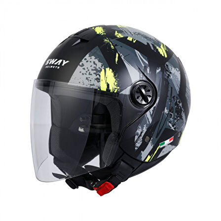 Sway Sw715 Yarım Yazlık Kask Posıon Siyah Sarı MEDIUM
