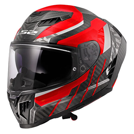 Ls2 Dragon Trax Karbon Kapalı Kask Kırmızı MEDIUM