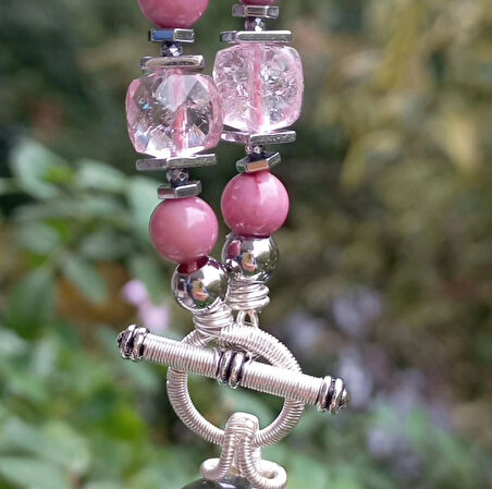 2457 Labradorit Rodonit Necef el yapımı kolye