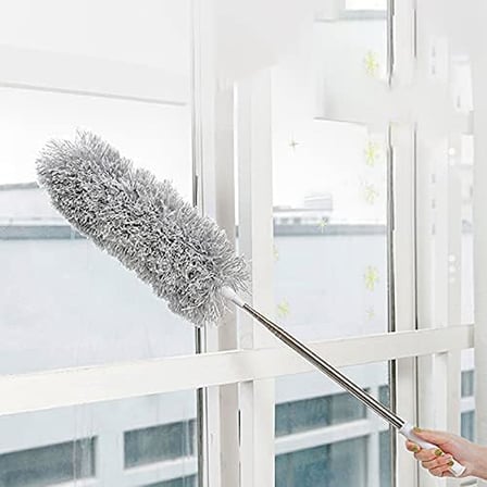 Smartizi 240 CM Teleskopik Uzatılabilir Mikrofiber Toz Alma Fırçası - Bükülebilir Başlıklı Tavan, Klima ve Korniş Temizleyici - Yıkanabilir Püskül ve Paslanmaz Çelik Saplı Toz Alıcı