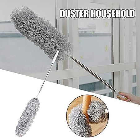 Smartizi 240 CM Teleskopik Uzatılabilir Mikrofiber Toz Alma Fırçası - Bükülebilir Başlıklı Tavan, Klima ve Korniş Temizleyici - Yıkanabilir Püskül ve Paslanmaz Çelik Saplı Toz Alıcı