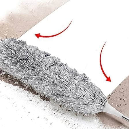 Smartizi 240 CM Teleskopik Uzatılabilir Mikrofiber Toz Alma Fırçası - Bükülebilir Başlıklı Tavan, Klima ve Korniş Temizleyici - Yıkanabilir Püskül ve Paslanmaz Çelik Saplı Toz Alıcı