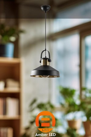 Metal Gövdeli Tekli Sarkıt Avize Modern Mutfak ve Salon için E27 Uyumlu, Siyah-2571