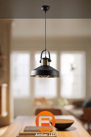 Metal Gövdeli Tekli Sarkıt Avize Modern Mutfak ve Salon için E27 Uyumlu, Siyah-2571