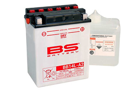 Bs Akü Bb14l-a2 12v14ah Kawasakı Ex500-d Nınja 500r Kl 650a Klr 650 Pıaggıo X9 500 Arctıc Cat 250 30