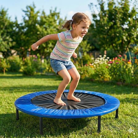 Trambolin 102 cm 40" Yuvarlak Stabil Çelik Çerçeve 22 cm Yükseklik Çocuk ve Yetişkin için Taşınabilir Profesyonel Fitness Egzersiz Trampolini