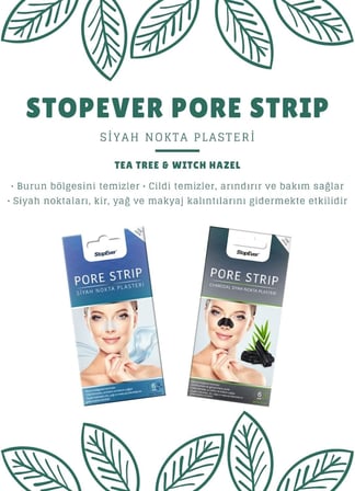 Pore Strip Siyah Nokta Bandı – 2'li Paket (Charcoal + Tea Tree) | Siyah Nokta Karşıtı | Gözenek Temizleyici | Aktif Karbon &amp; Çay Ağacı Özlü | 12 Adet