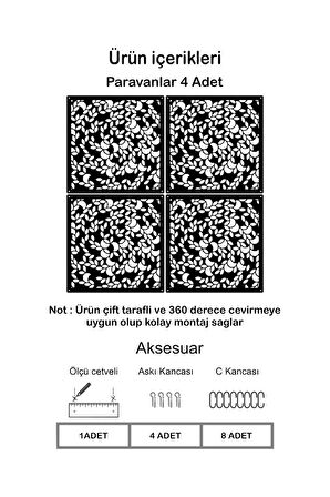 Yaprak Lazer Kesim Paravan, Ahşap Seperatör, Panel Levha Seti Dekorasyon Ahşap Oda Bölücü Desen
