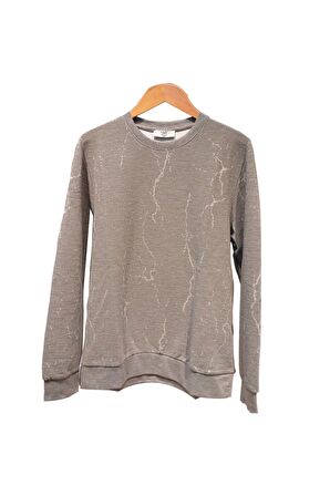 Süvari Mermer Desen Rahat Kalip Sweatshirt