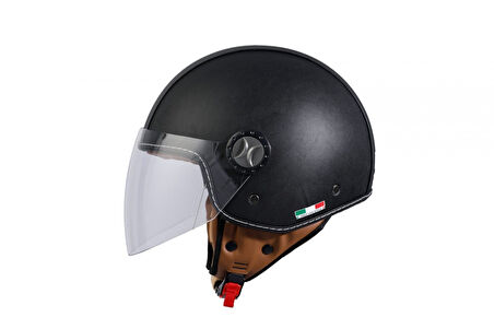 Sway 701 Yarım Yazlık Kask Deri Kaplı Mat Siyah X-LARGE