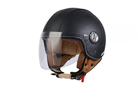 Sway 701 Yarım Yazlık Kask Deri Kaplı Mat Siyah X-LARGE