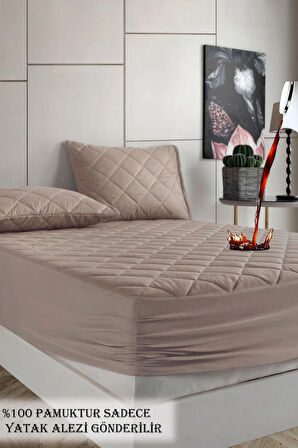 Formeya Pamukkale Renkli Alez Kahverengi %100 Pamuk Kapitone Sıvı Geçirmez Alez Çarşaf Fitted
