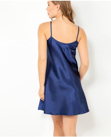 miorre Ince Askılı Mini Saten Gecelik,Gece Mavisi S/M,226955