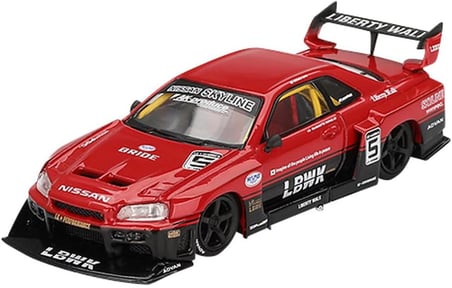 Mini GT 1/64 Nissan LB-ER34 Super Silhouette Skyline Kırmızı/Siyah (Sağ Kol) Bitmiş Ürün MGT00843-R