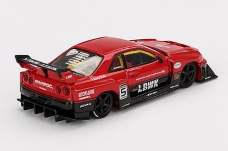 Mini GT 1/64 Nissan LB-ER34 Super Silhouette Skyline Kırmızı/Siyah (Sağ Kol) Bitmiş Ürün MGT00843-R