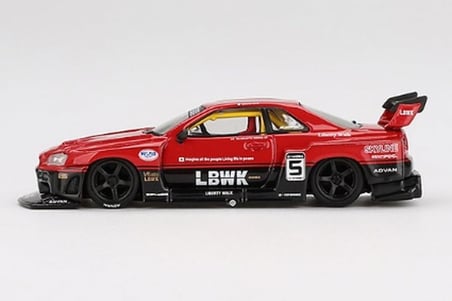 Mini GT 1/64 Nissan LB-ER34 Super Silhouette Skyline Kırmızı/Siyah (Sağ Kol) Bitmiş Ürün MGT00843-R
