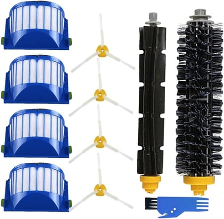 I-robot Roomba 605 606 Uyumlu 10 Parça Yedek Filtre Fırça Seti