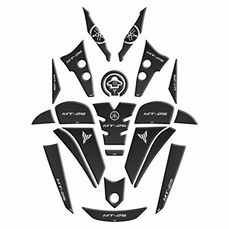 Yamaha Mt-25 2020 - 2024 Siyah Karbon Tank Pad Set 007 Gogo
