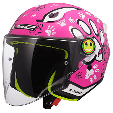 Ls2 Funny 2 Yarım Çocuk Kaskı Paws Pembe MEDIUM