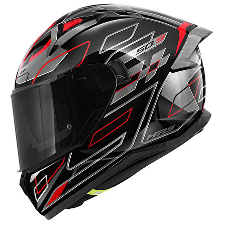 Gıvı 50.9 Assault Kapalı Kask Siyah Tıtanyum Kırmızı MEDIUM