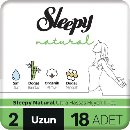 Sleepy Natural Ultra Hassas Hijyenik Ped Uzun 18 Adet