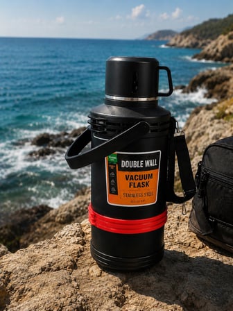 Nishev Profesyonel Çelik Termos 1.8 Litre Bardaklı Siyah Kırmızı