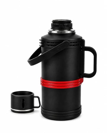 Nishev Profesyonel Çelik Termos 1.8 Litre Bardaklı Siyah Kırmızı