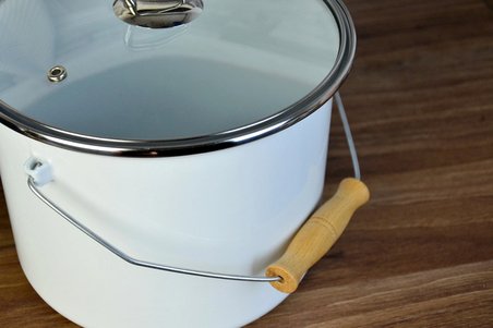 Tasarım Emaye Yoğurt Tenceresi Emaye Bakraç 20cm 5,25 lt Beyaz