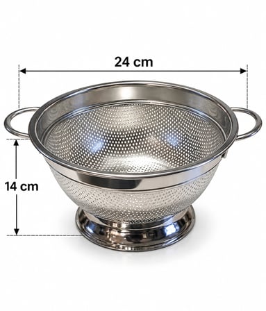 Paslanmaz Çelik Ayaklı Süzgeç 24 cm - Orta Boy Mutfak Süzgeci