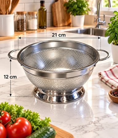 Paslanmaz Çelik Ayaklı Süzgeç 21 cm (Küçük Boy)