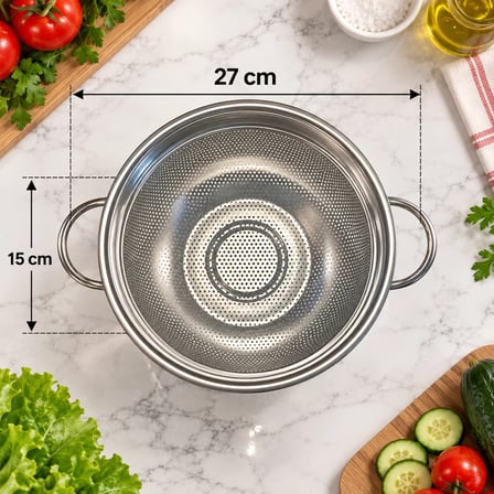 27 cm Büyük Boy Paslanmaz Ayaklı Süzgeç