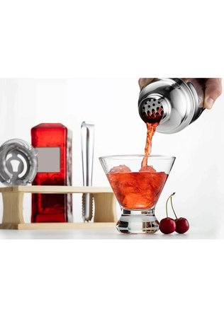 NishEv Evini Sev Kokteyl Shaker Seti Bambu Standlı 7 Parça 550 ml