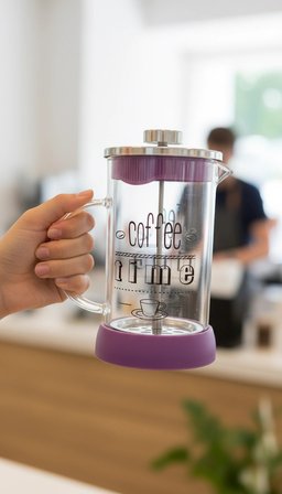 NishEv Evini Sev French Press 600 ml Mor Cam Filtre Kahve Demliği