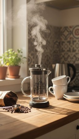 NishEv Evini Sev Tasarım French Press Siyah 350 ml Cam Filtre Kahve Ve Bitki Çayı Demliği