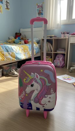 Karakterli Kız Çocuk Pembe Kabin Boy Çekçekli Valiz