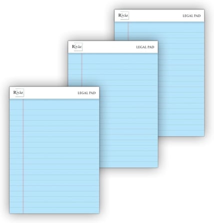 A5 Boyut, 3 adet Mavi Renkli Legal Pad, Notluk, Notepad, Defter, Herbiri 50 Yaprak, Geniş Satır aralığı, okul, iş ve ofis için, Türk Malı
