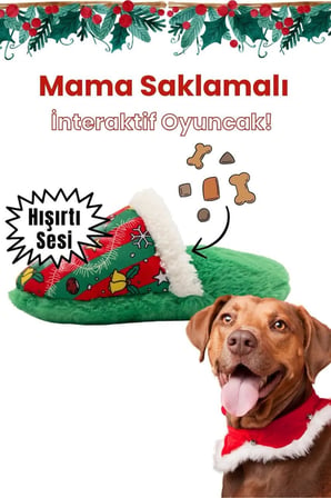Havhav Peluş Terlik Mama Saklamalı Köpek Zeka Oyuncağı Sesli Köpek Oyuncağı