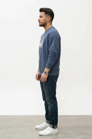 relaxed fit pamuk kumaş Erkek Graphic Sweatshirt k.Lacivert / 2XL