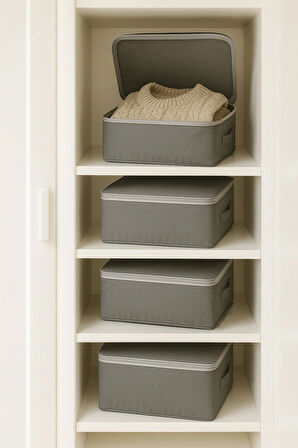 4 Adet Çok Amaçlı Giysi Dolap Düzenleyici Hurç- Kazak-Giysi-Pike-Battaniye Hurcu 40x40x30 cm